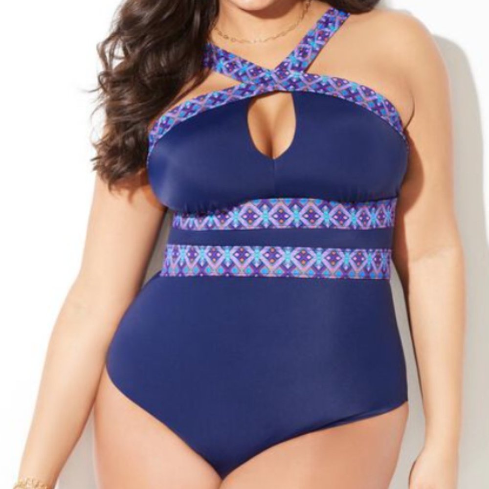 High Neck Keyhole One Piece Swimsuit